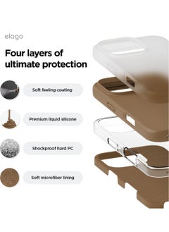 Elago Liquid Silicone for iPhone 16 PRO Case Cover Full Body Protection, Shockproof, Slim, Anti-Scratch Soft Microfiber Lining - Brown  - Image 3