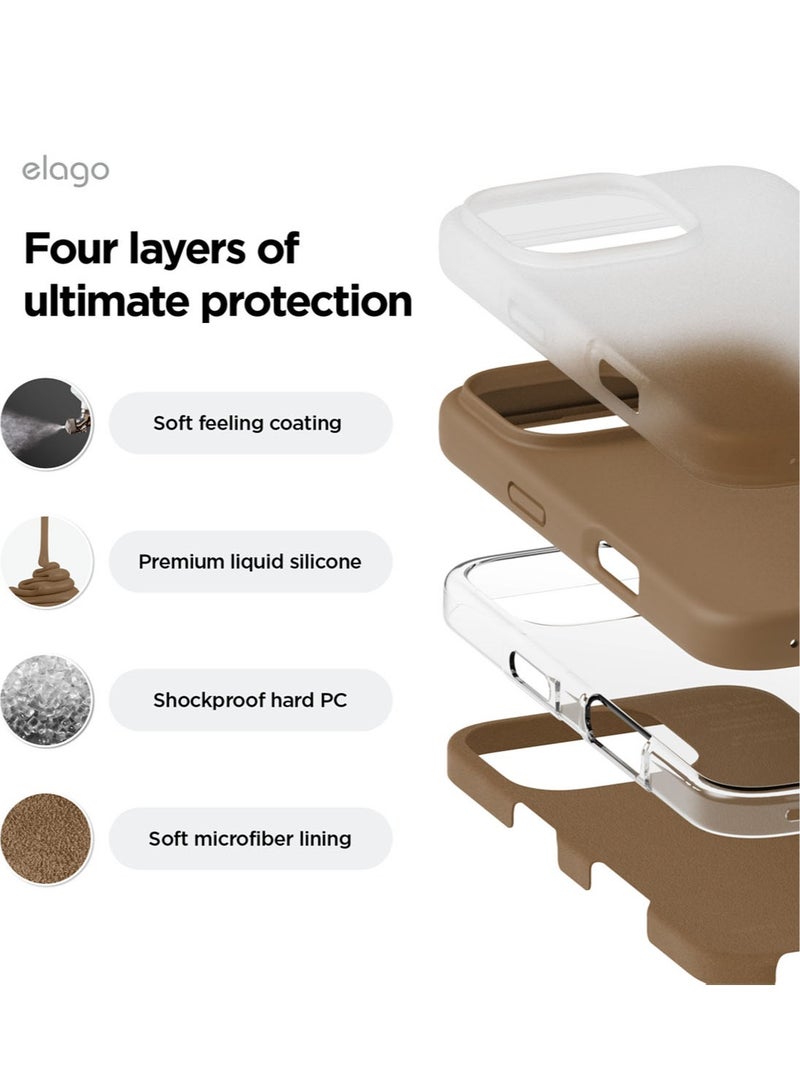 Elago Liquid Silicone for iPhone 16 PRO Case Cover Full Body Protection, Shockproof, Slim, Anti-Scratch Soft Microfiber Lining - Brown - Image 3