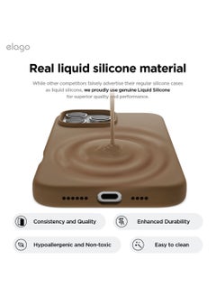 Elago Liquid Silicone for iPhone 16 PRO Case Cover Full Body Protection, Shockproof, Slim, Anti-Scratch Soft Microfiber Lining - Brown  - Image 2