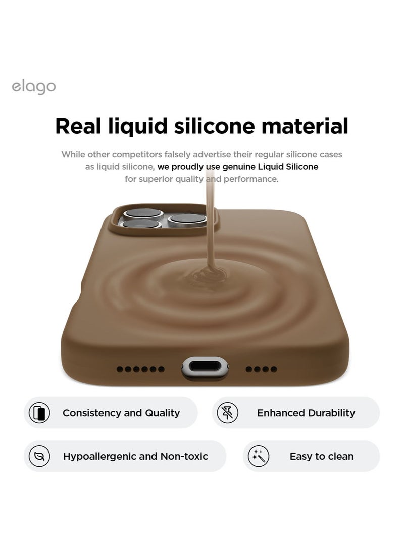 Elago Liquid Silicone for iPhone 16 PRO Case Cover Full Body Protection, Shockproof, Slim, Anti-Scratch Soft Microfiber Lining - Brown - Image 2