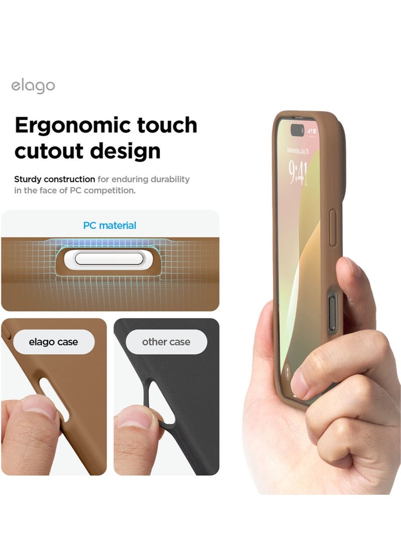 Elago Liquid Silicone for iPhone 16 PRO Case Cover Full Body Protection, Shockproof, Slim, Anti-Scratch Soft Microfiber Lining - Brown - Image 5