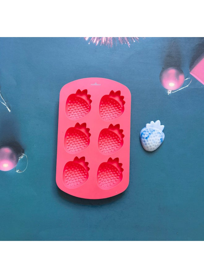 6 Consecutive Strawberry Chocolate 616 Biscuit Silicone Mold Candy Pudding Dessert Mold Cake Baking Utensils-Color:Rice Powder - Image 3