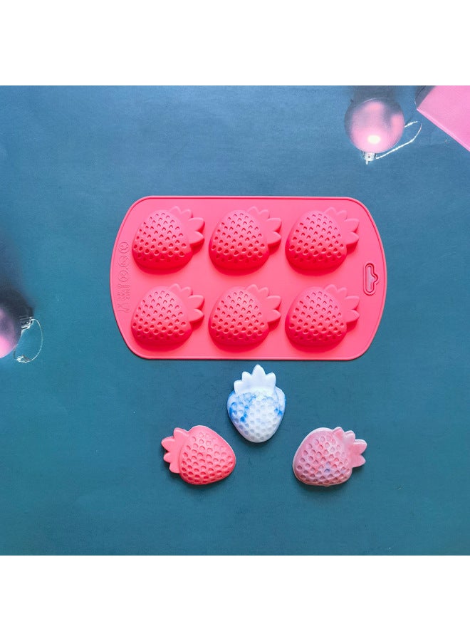 6 Consecutive Strawberry Chocolate 616 Biscuit Silicone Mold Candy Pudding Dessert Mold Cake Baking Utensils-Color:Rice Powder - Image 2