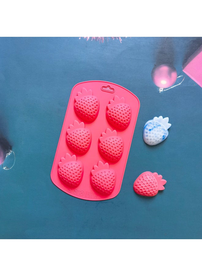 6 Consecutive Strawberry Chocolate 616 Biscuit Silicone Mold Candy Pudding Dessert Mold Cake Baking Utensils-Color:Rice Powder - Image 5