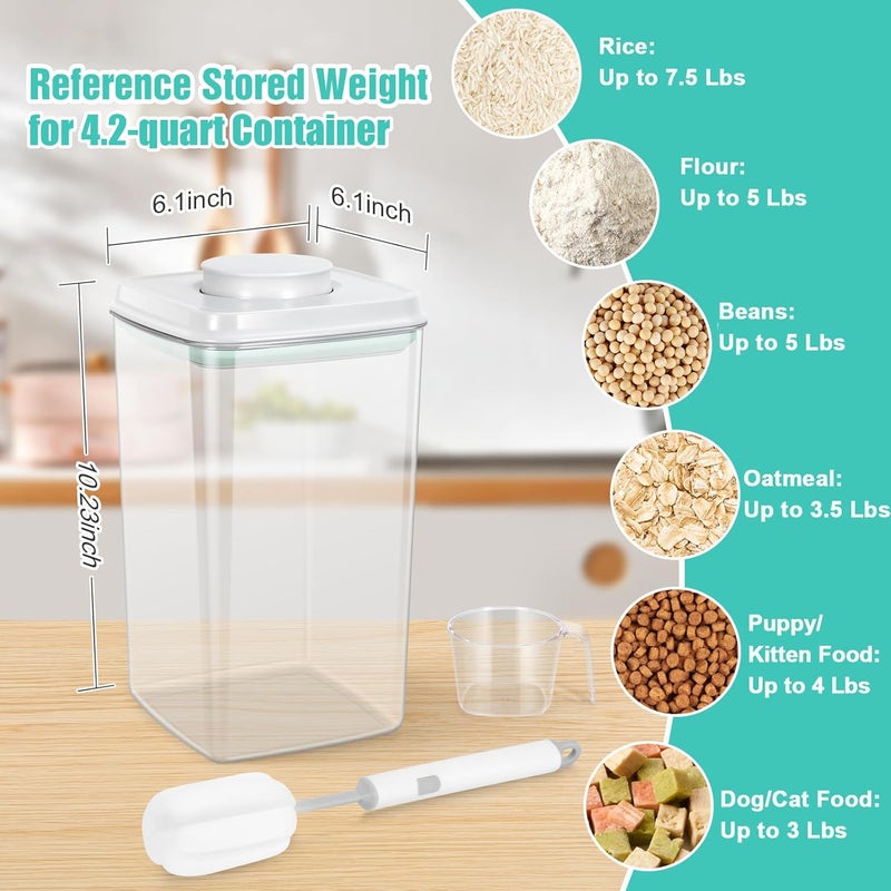 TBMax Flour Container 4.2 Qt Spaghetti Container with Airtight Pop Up Lid & Measuring Scoop, Food Storage Bin for Rice, Flour, Sugar, Cereal, Pet Dog Cat Food Storage, Kitchen Pantry Organization - Image 4