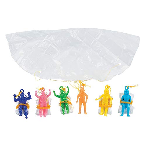 Fun Express - Mini Vinyl Paratroopers (6dz) - Toys - Character Toys - Wind Ups & Paratroopers - Valentine's Day Party Favors - 72 Pieces - Image 1