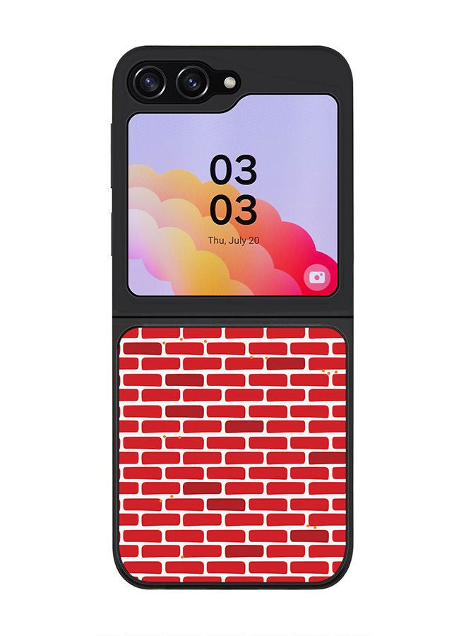 Stylizedd Rugged Black edge case for Samsung Galaxy Z Flip5, Slim fit Soft Case Flexible Rubber Edges Anti Drop TPU Gel Thin Cover -  Red bricks wall - Image 1