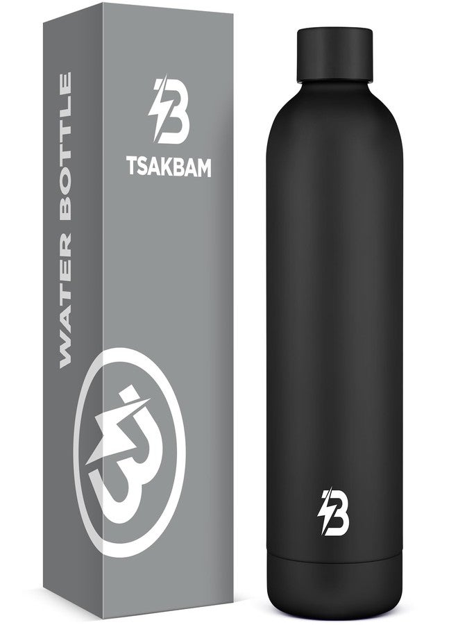 TSAKBAM Stainless Steel Water Bottles, Insulated Water Bottle, Metal Water Bottle Double-Walled Vacuum for Travel, Sports (BLACK, 25 OZ) - Image 1