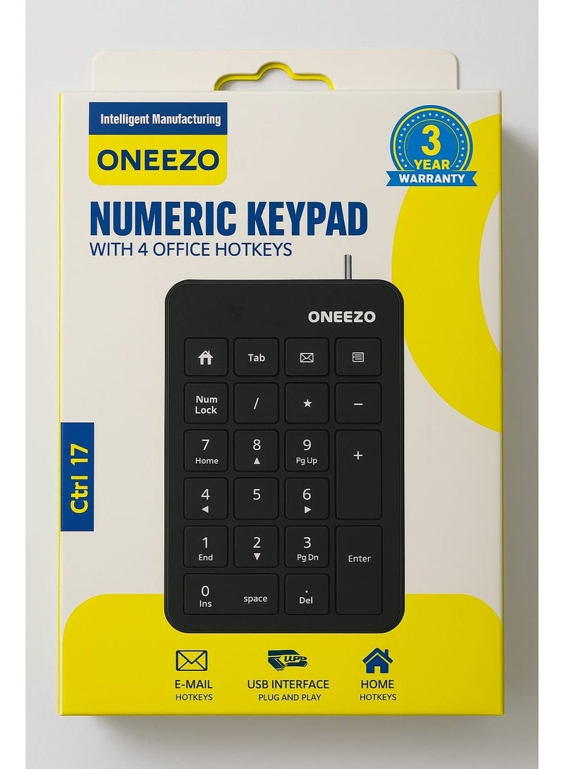 ONEEZO Wired USB 23-Key Numeric Keypad Ultra-Thin Mini Portable Keyboard for Laptops Desktops Finance Accounting Everyday Use - Image 3