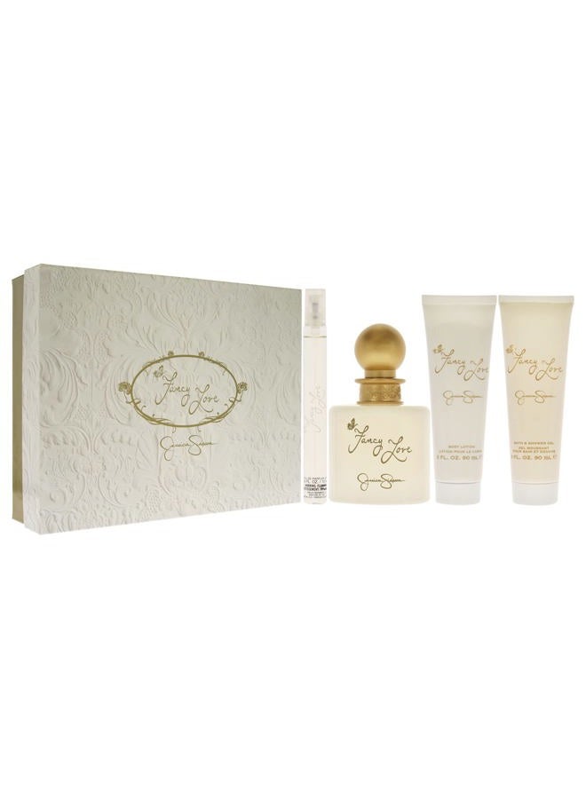 Jessica Simpson للنساء - مجموعة هدايا مكونة من 4 قطع 3.4 أونصة رذاذ عطر، 0.34 أونصة رذاذ عطر صغير، 3 أونصات لوشن للجسم، 3 أونصات كريم للاستحمام والدش - Image 3