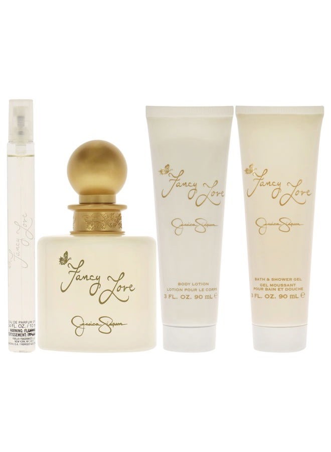 Jessica Simpson للنساء - مجموعة هدايا مكونة من 4 قطع 3.4 أونصة رذاذ عطر، 0.34 أونصة رذاذ عطر صغير، 3 أونصات لوشن للجسم، 3 أونصات كريم للاستحمام والدش - Image 2