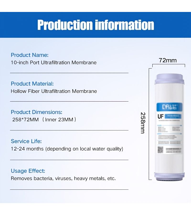 Heavy Duty 10 Inch Whole House Water Filter 0.01 Micron Ultrafiltration System Brass Ports - Image 4