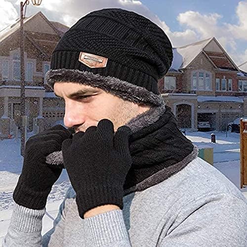 perpetual MotorBike Riding Gloves for Winter And Summer Woolen Knitted Warm Gloves, Beanie Cap, Neck Warmer Protect From Cold Whether While Riding Bike (1 Set P) - Image 3