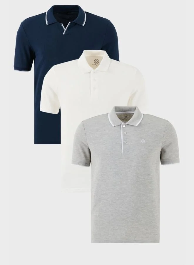 Buratti  Buratti Cotton Regular Fit 3-Pack Polo Collar T-Shirt Men's POLO COLLAR T-SHIRT 59029641827S3 for Men | Best Price UAE