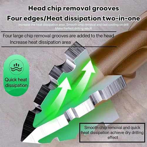 Sunkizzrs® 5-Pcs Hex Cross Sawtooth Tile Drill Bits Set — Alloy Steel Hex Shank High Impact 4-Edge Hole Opener Drill Bits for Ceramic Tiles/Ceramic/Glass/Marble/Concrete/Plastic/Wood (12mm) - Image 3