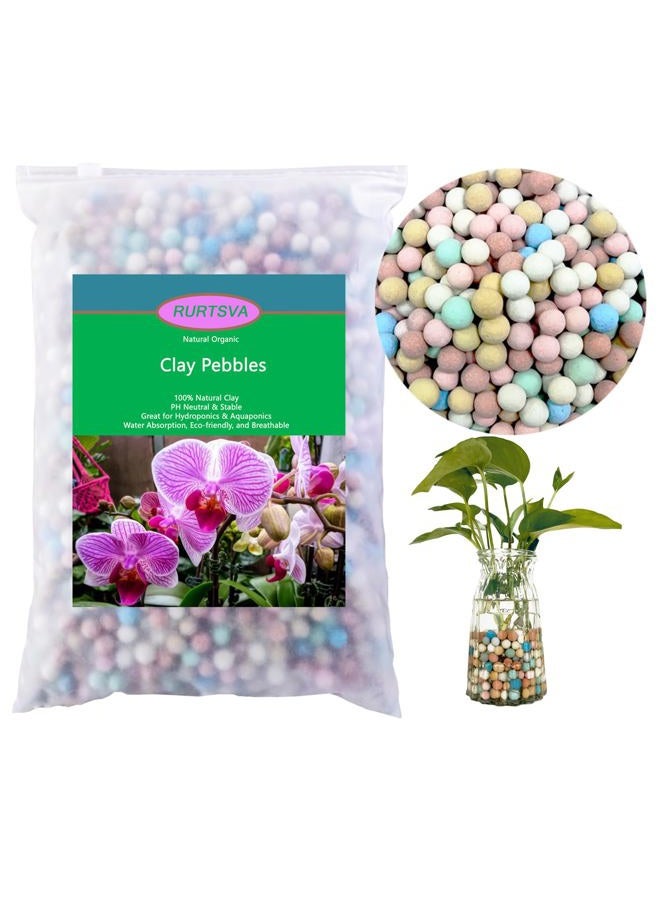 Rurtsva Natural Organic Colorful Leca Balls for Plants, 8mm-10mm Ceramsite Clay Pebbles Indoor Potting Garden Soil for Orchid, Succulents, Hydroponics, Decoration, Drainage (2LBS, Colorful, 1) - Image 1