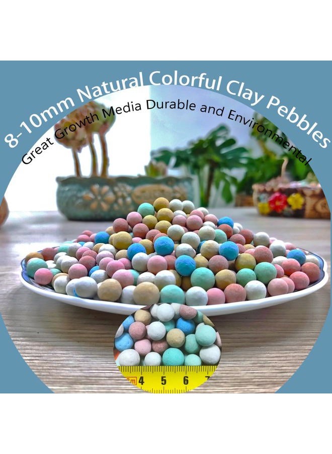 Rurtsva Natural Organic Colorful Leca Balls for Plants, 8mm-10mm Ceramsite Clay Pebbles Indoor Potting Garden Soil for Orchid, Succulents, Hydroponics, Decoration, Drainage (2LBS, Colorful, 1) - Image 2