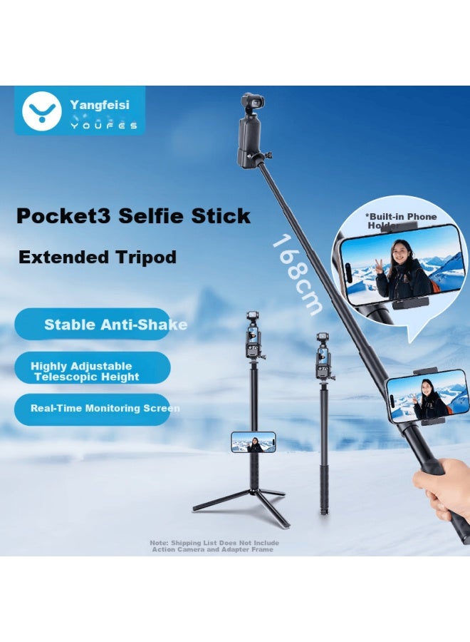 Youfes Dji Pocket 3 Selfie Stick Handheld Tripod Extension Rod Mobile Phone Floor Tripod Dji Action Camera Handheld Gimbal Stabilizer Extension Rod Accessory - Image 1