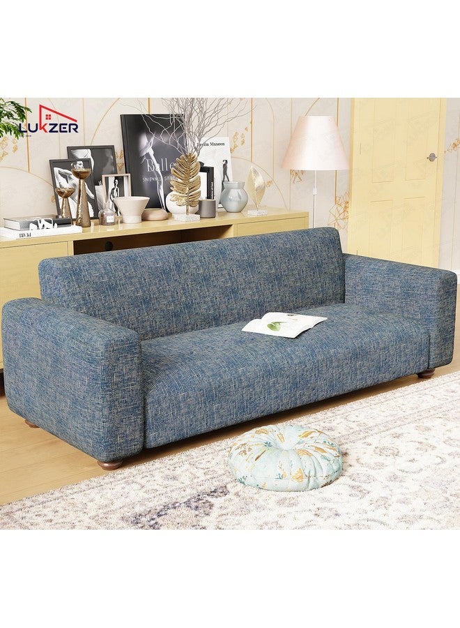 Lukzer 2 Seater Yellow Lining Design Universal Sofa Cover | 360° Fully Covered Anti-Slip Washable Couch Cover Protecter | 140 GSM Stretch Fit Polyester + Spandex Slipcover (140-180cm/SC-025-02) - Image 4