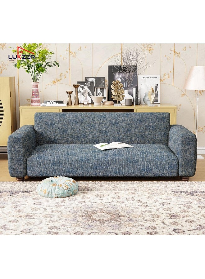Lukzer 2 Seater Yellow Lining Design Universal Sofa Cover | 360° Fully Covered Anti-Slip Washable Couch Cover Protecter | 140 GSM Stretch Fit Polyester + Spandex Slipcover (140-180cm/SC-025-02) - Image 3