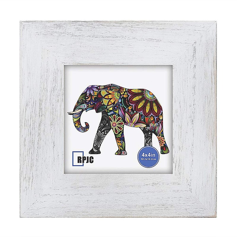 11x11 Inch Picture Frame Made of Solid Wood and High Definition Glass Display Pictures 8x8 with Mat or 11x11 Without Mat for Wall Mounting Photo Frame Rustic White