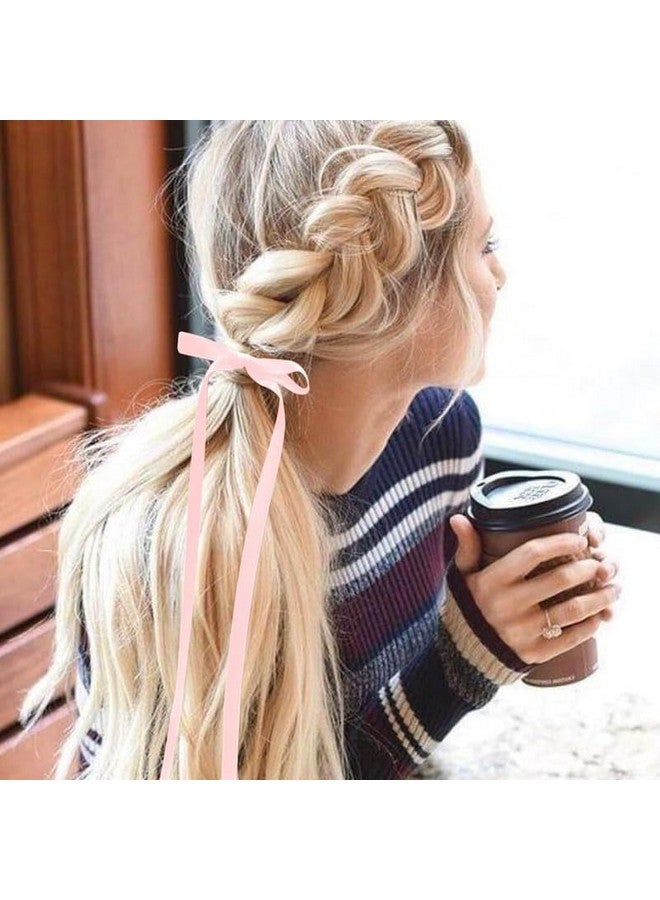 FAMEZA2 Pcs Luxury Hair Bows Clips For Women Girls, Hair Ribbon Bow Clip With Long Tail, Silky Satin Bowknot Hair Clips With Long Tassel 2PCS (Pink) - Image 2