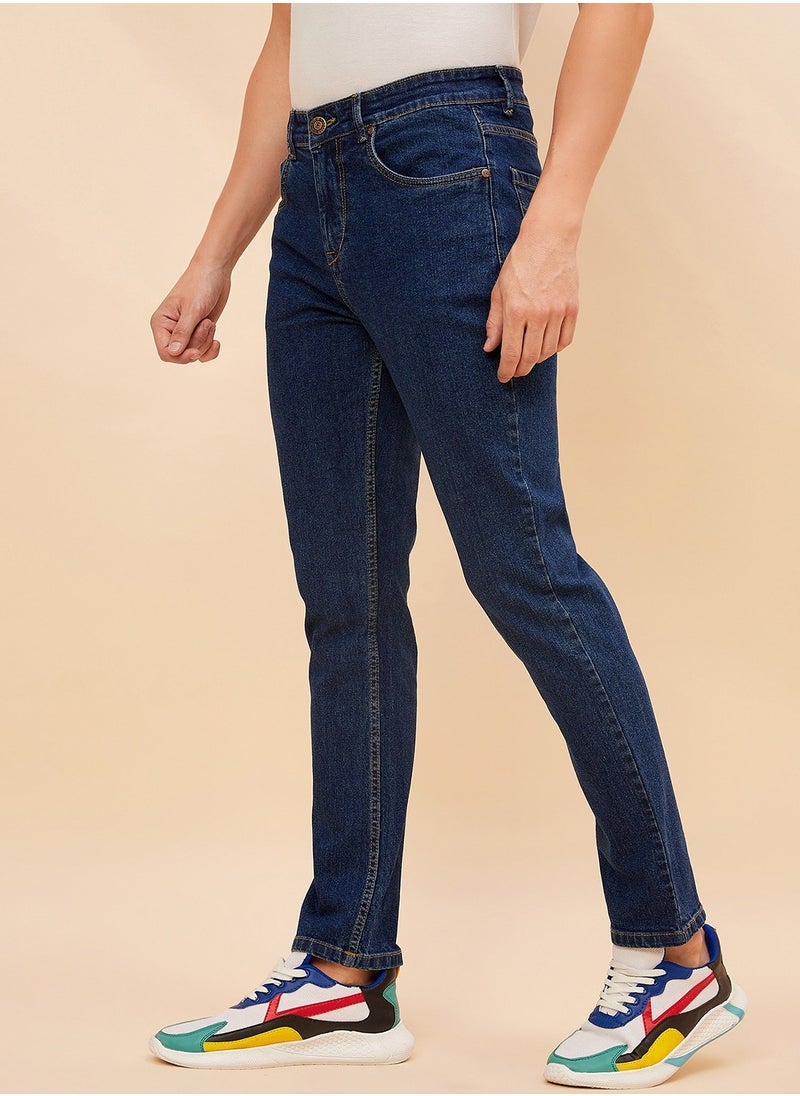 HIGH STAR Blue Stretchable Straight Fit Jeans for Men, Cotton  - Image 3
