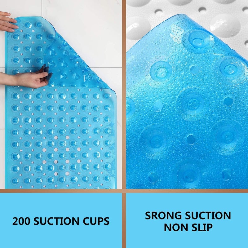 Sheepping Upgrade Baby Bath Mat Non Slip Extra Long Bathtub Mat for Kids 40 X 16 Inch - Eco Friendly Bath Tub Mat with 200 Big Suction Cups,Machine Washable Shower Mat,Blue - Image 3