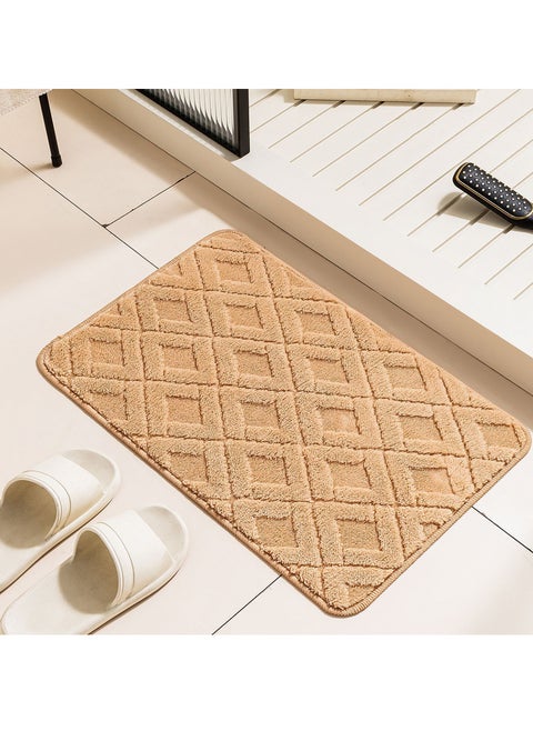 Bathroom Rugs Bath Mat 38 By 58 CM Non Slip Fluffy Soft Plush Microfiber Shower Carpet Rug Machine Washable Quick Dry Ultra Bath Mats for Tub Bathroom and Shower Light Beige.