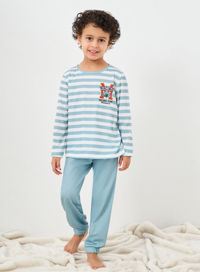 Styli Striped Printed T-Shirt and Pyjama Set - Image 1
