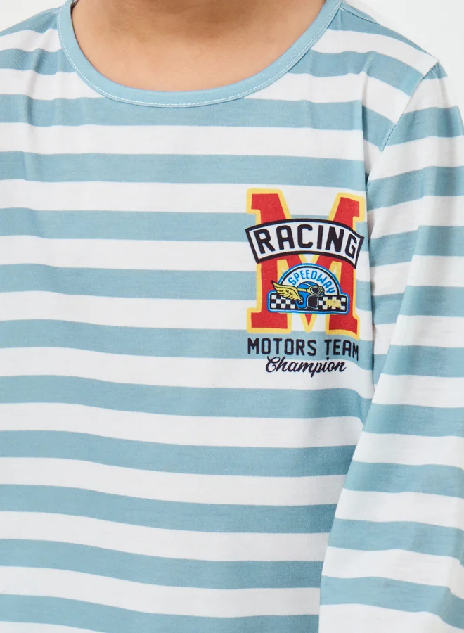 ستايلي Styli Striped Printed T-Shirt and Pyjama Set