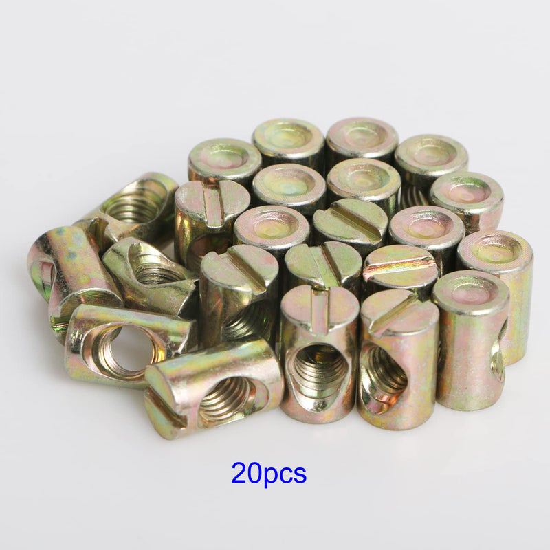 Aopin Barrel Nuts Cross Dowels Slotted Nuts for Furniture Beds Crib Chairs, M8 x 17mm, 10Pcs - Image 5