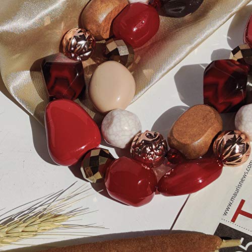 Bocar 2 Layer Statement Chunky Beaded Fashion Necklace for Women Gifts (NK-10384-wine) - Image 3