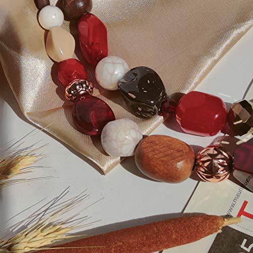 Bocar 2 Layer Statement Chunky Beaded Fashion Necklace for Women Gifts (NK-10384-wine) - Image 4