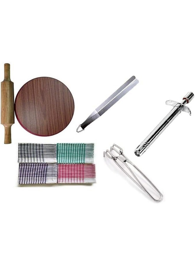 Wooden Roti Roller Rolling Pin Board 9 Inch Brown Pack Of 6 - Image 1