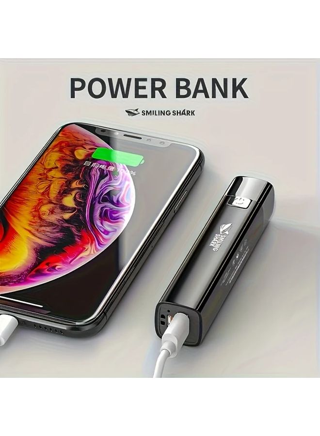 Smiling Shark LED Flashlight 2in 1 Rechargeable Powerbank 617A Black For Camping Outdoor - Image 4