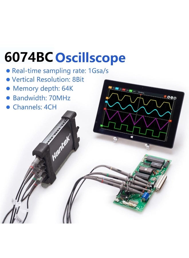 Hantek 6074BC 4-CH Oscilloscope 70Mhz 1GSa 23-pc Set - Image 5