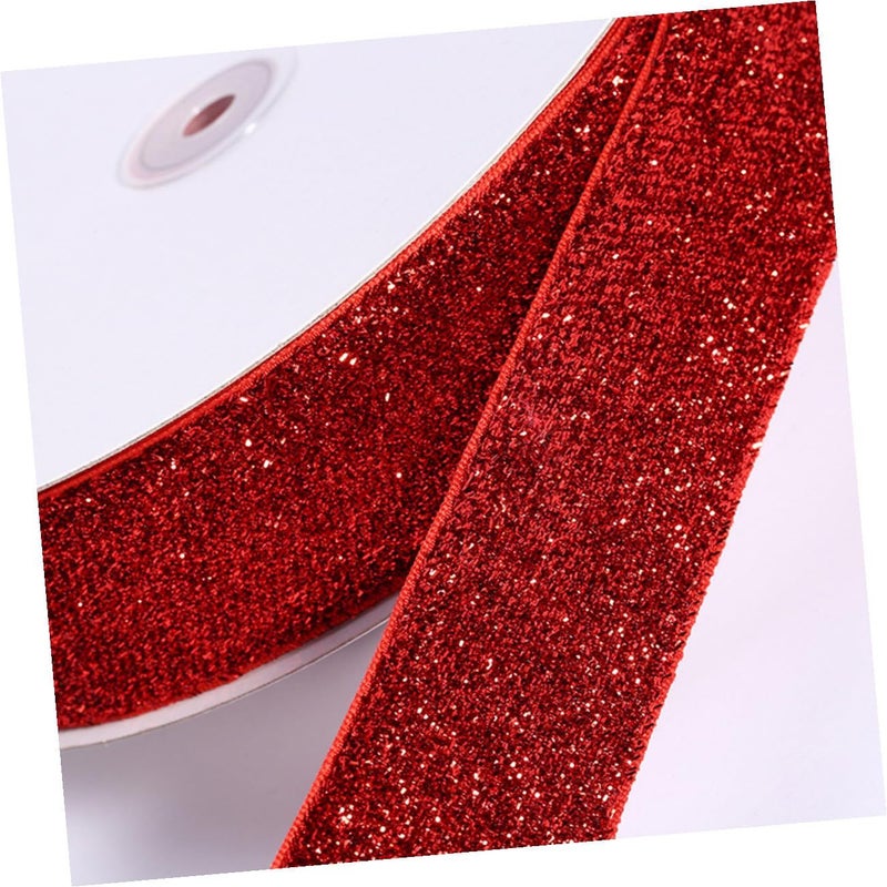 Glitter Wedding Ribbon 1cm Wide Red Decorative Multi Use Ribbon For Holiday Party Wrapping And Decoration - Image 4