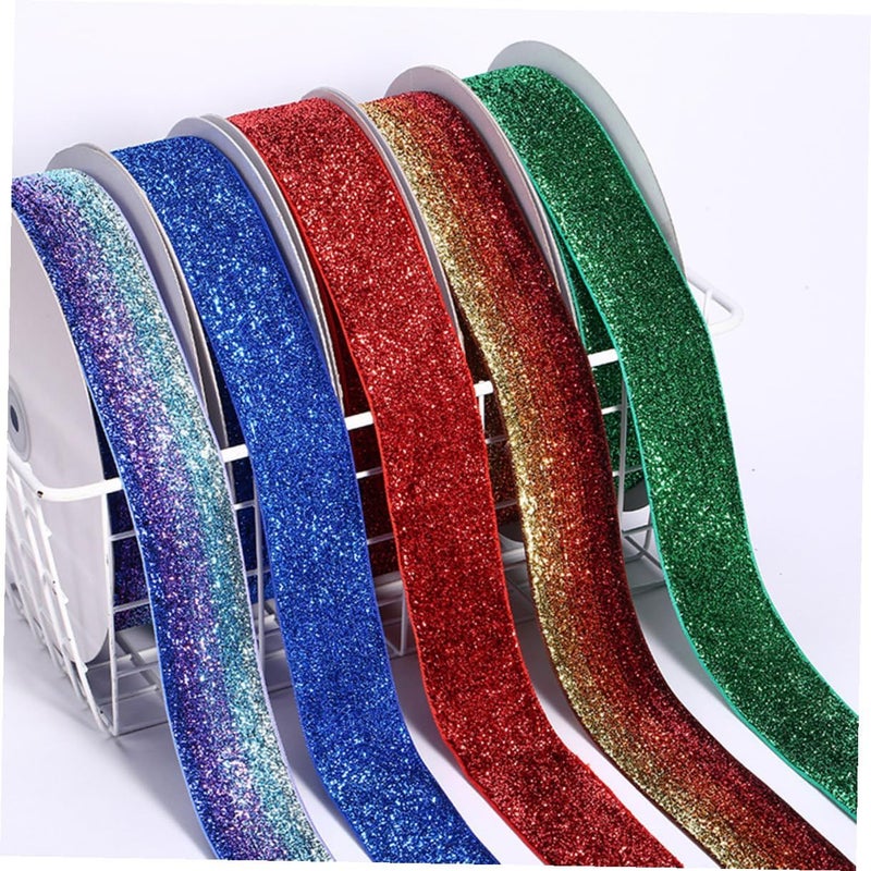 Glitter Wedding Ribbon 1cm Wide Red Decorative Multi Use Ribbon For Holiday Party Wrapping And Decoration - Image 3
