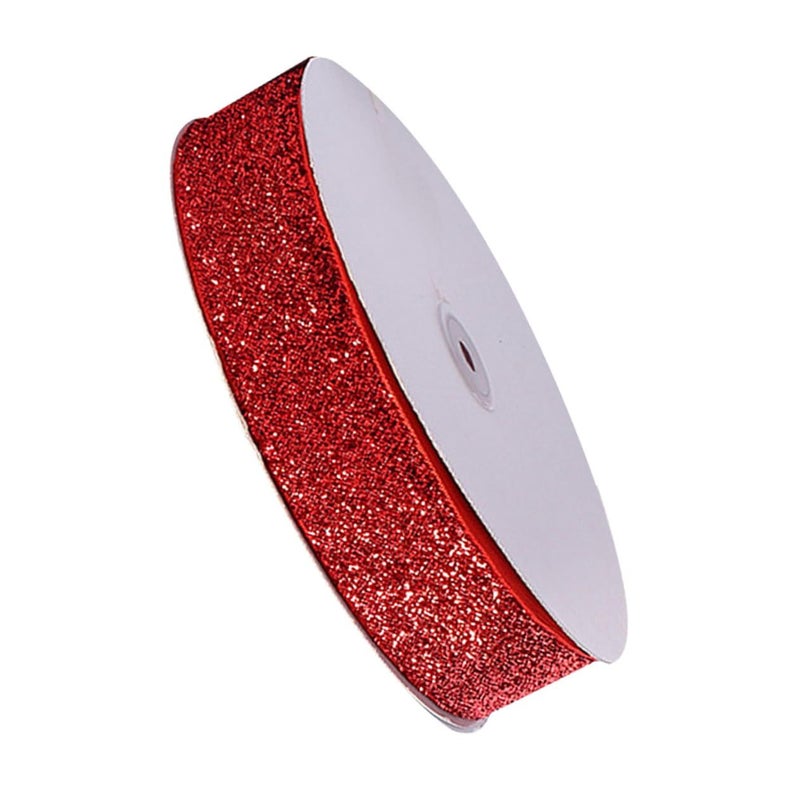Glitter Wedding Ribbon 1cm Wide Red Decorative Multi Use Ribbon For Holiday Party Wrapping And Decoration - Image 2