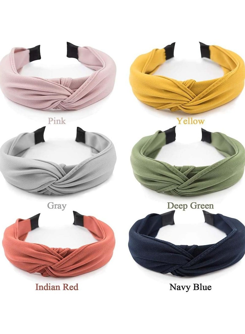 Loquat 6 Pcs Vintage Knotted Headbands with 6 Colors - Image 3