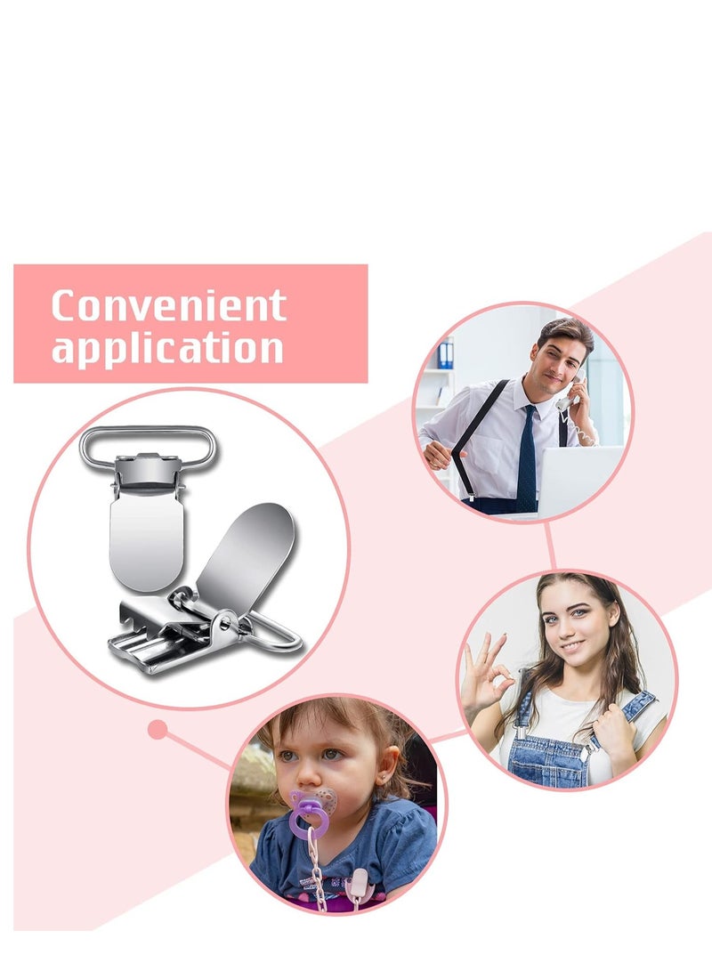 SYOSI Metal Pacifier Suspender Clips Straps Holder Fasteners Clips Baby Pacifier Suspender Snap Heavy Duty Fasteners Clips for Making Pacifier Holders Bib Bed Sheet Fasteners Toy Clip - Image 2