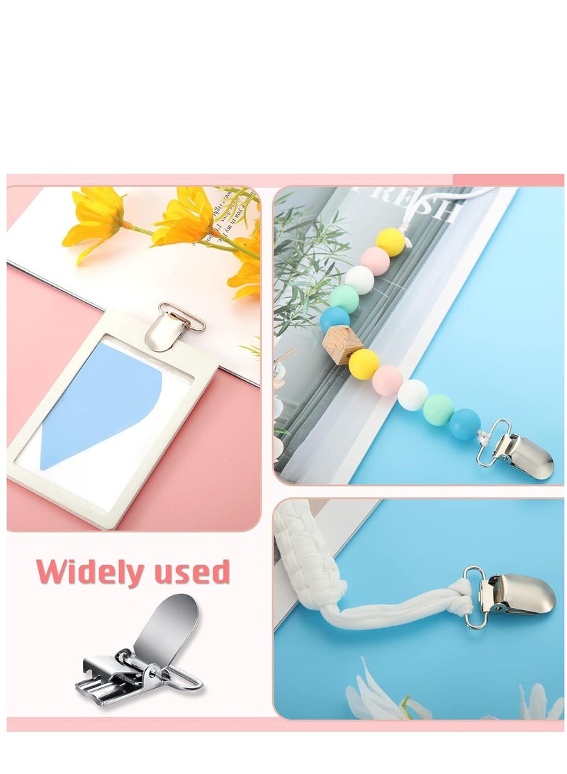 SYOSI Metal Pacifier Suspender Clips Straps Holder Fasteners Clips Baby Pacifier Suspender Snap Heavy Duty Fasteners Clips for Making Pacifier Holders Bib Bed Sheet Fasteners Toy Clip - Image 4