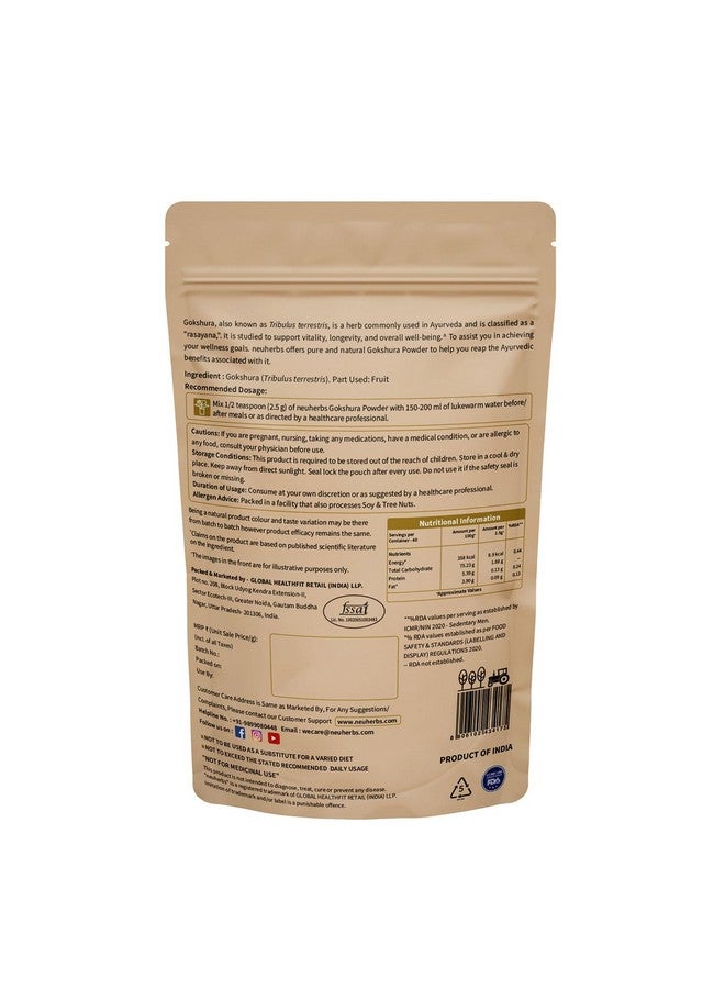 Neuherbs Gokshura Powder (100g Pack of 1) Natural Herb For Men | To Promote Energy & Strength | No Added Preservative or Additives | Tribulus Terrestris - Image 2