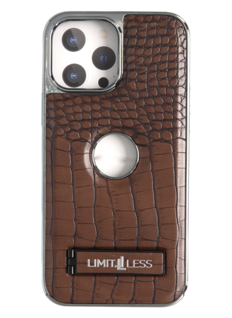 LIMITLESS Leather Case for iPhone 15 Pro, Back Protector Slim Fit, Soft Grip Luxury Leather Cover, Logo Cutouts, Anti-Scratch Full Phone Back Case with Shockproof and Fall Protection, Dark Brown  - Image 1