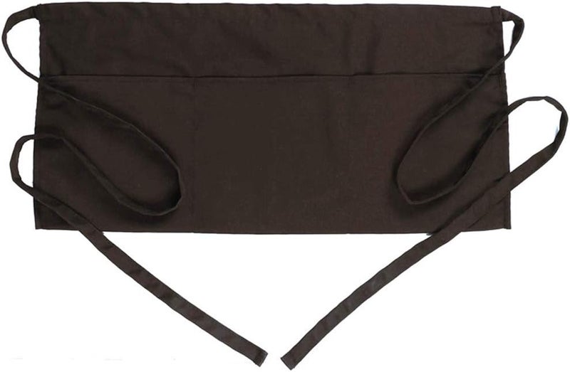 BOHARERS Waist Apron with 3 Pockets - Black Waitress Waiter Server Short Aprons - Image 1