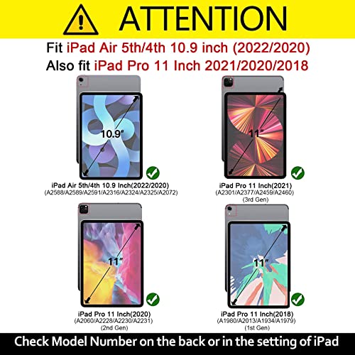Dteck Case for iPad Air 11''/iPad Air 5th/4th Generation 10.9'',iPad Pro 11 Inch Case 4th/3rd/2nd/1st Gen,PU Leather Multi-Angle Stand Protective Folio Smart Auto Wake/Sleep Wallet Cover,Black Cat - Image 2