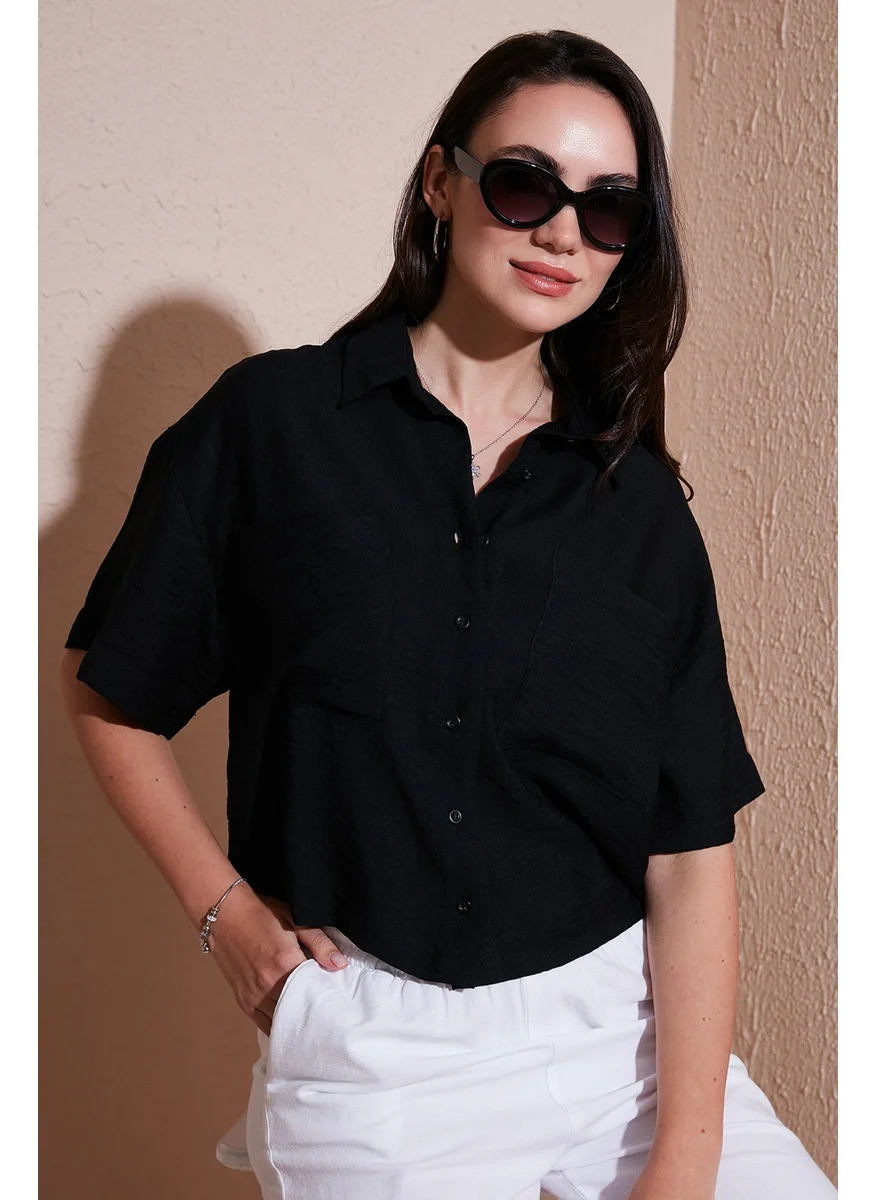 Lela Regular Fit Pocket Detail Short Sleeve Shirt Women's Shirt 6778568
