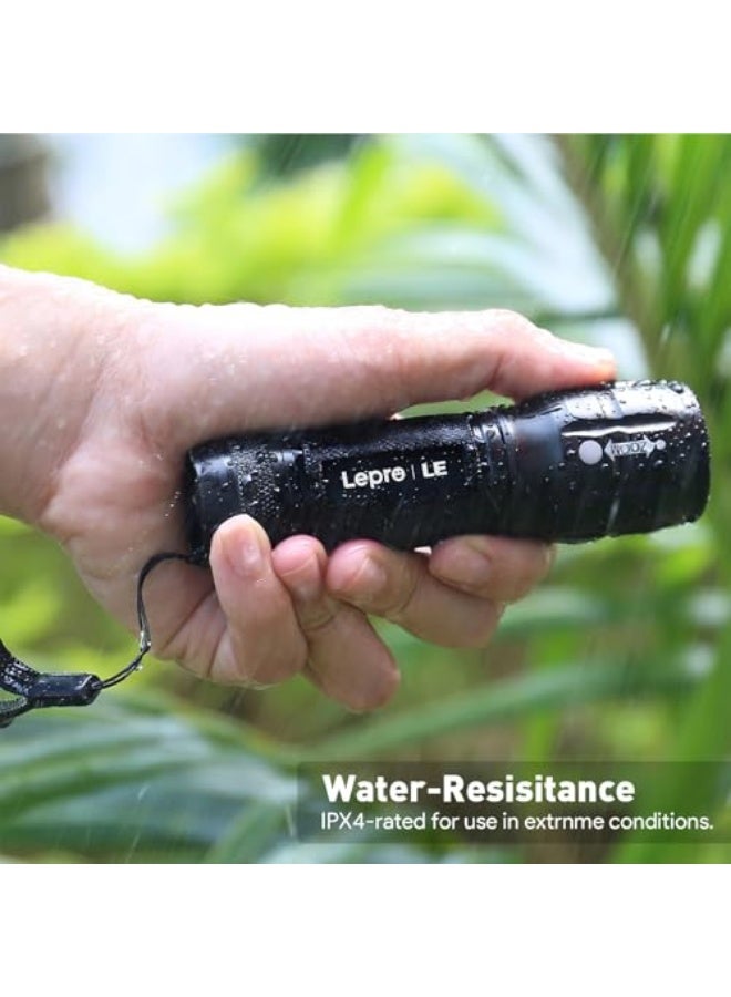 Lepro LED Torch Battery Powered, Small Bright Flashlight, Adjustable Focus, Water Resistant Pocket Torch, Lightweight Hand Torch for Power Cut, Camping, Dog Walking, Gifts for Kid Dad Men - Image 5