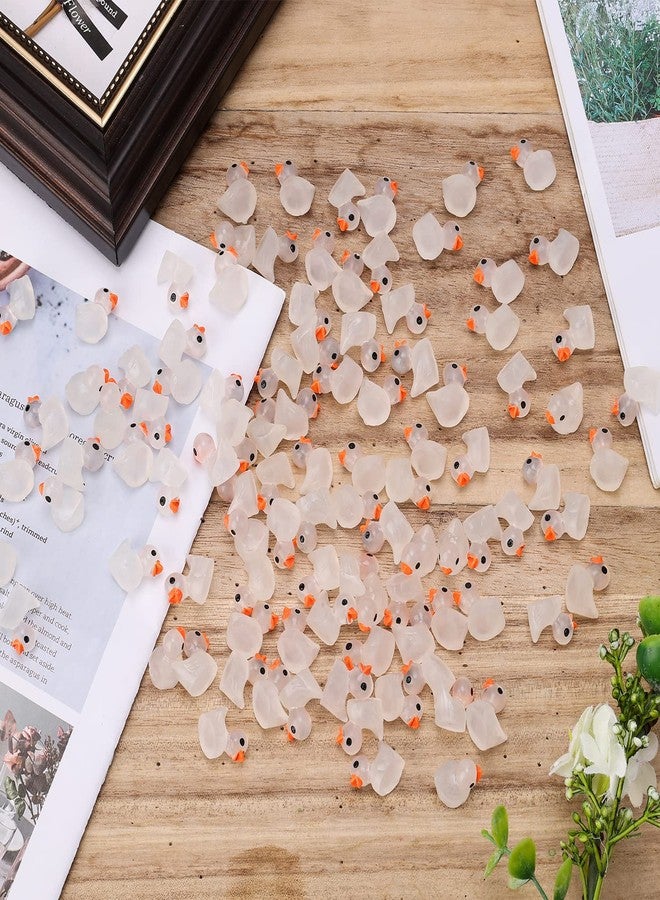 KINBOM 100pcs Mini Luminous Resin Ducks for Crafts, Tiny Ducks Miniature Figures for Aquarium Garden Landscape Dollhouse Ornament Small Potted Decorations DIY - Image 3
